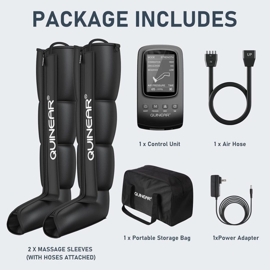 QUINEAR Professional Sequential Air Compression Therapy System for Improved Circulation and Massage - Foot and Leg Recovery Boots for Athletes - Image 9